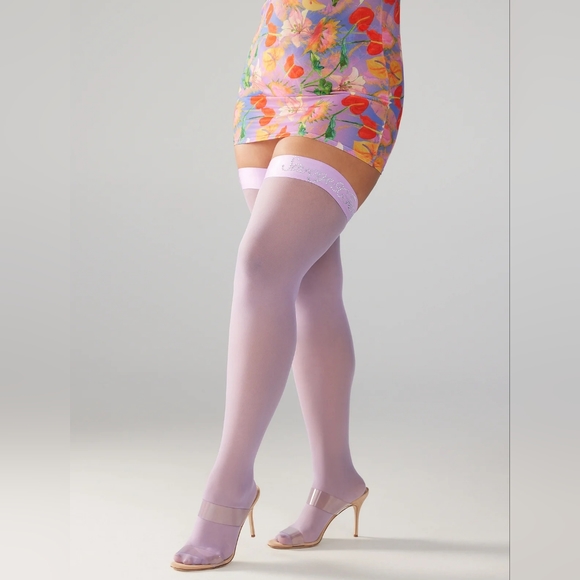 SAVAGE X FENTY DIVORCE COURT THIGH-HIGH STAY-UP STOCKINGS PURPLE LITE SZ M/L - Picture 2 of 7